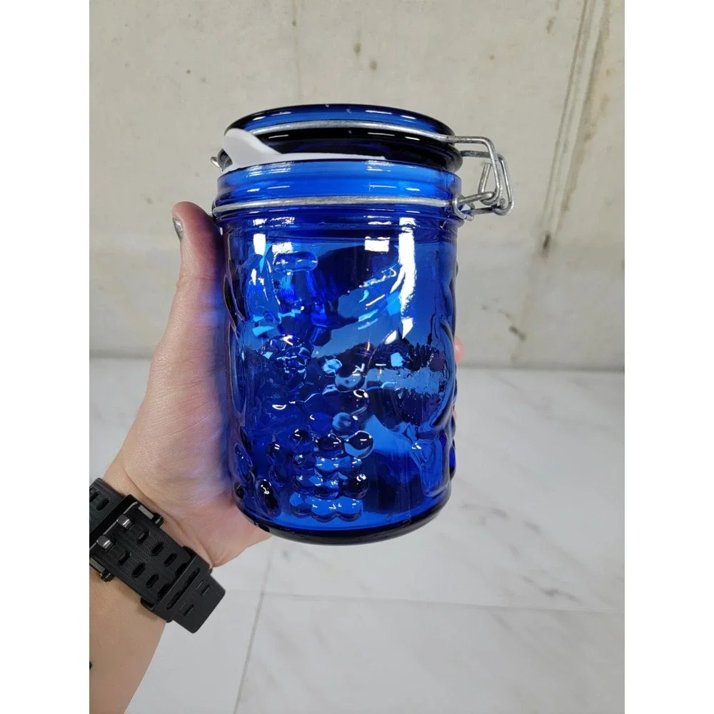 Vintage Cobalt Blue Glass 12 Panel Canister 6